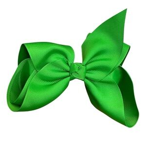 4/$25 Girls Green Ribbon Big Bow Hair Clip